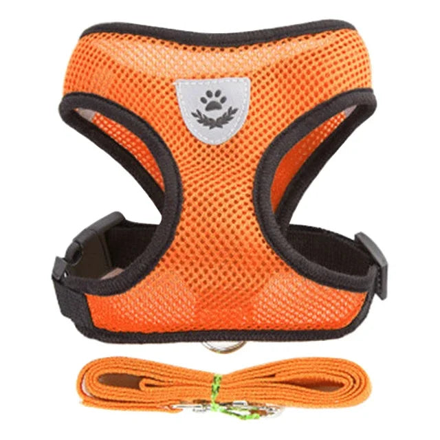 Adjustable Mesh Cat & Dog Harness Vest with Leash – Escape-Proof