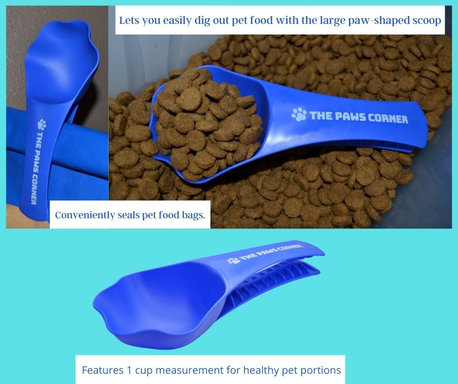2 - in - 1 Paw - Shaped Pet Food Scoop with Bag Clip — Measure & Seal in One - LOLO'S SHOP