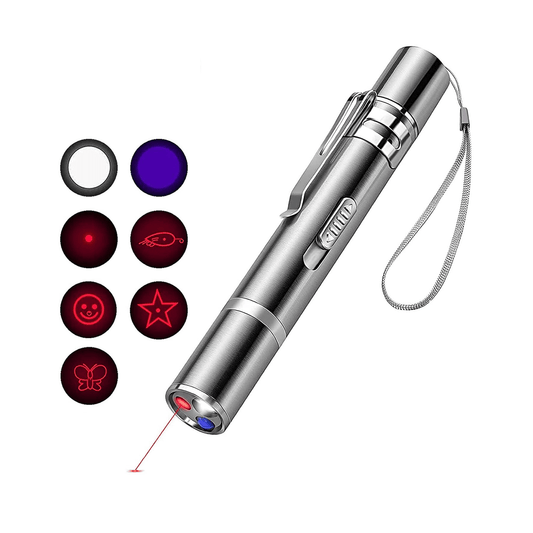 7 - in - 1 LED Laser Pointer Cat & Dog Toy — 5 Patterns, Hours of Play - LOLO'S SHOP