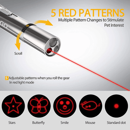 7 - in - 1 LED Laser Pointer Cat & Dog Toy — 5 Patterns, Hours of Play - LOLO'S SHOP
