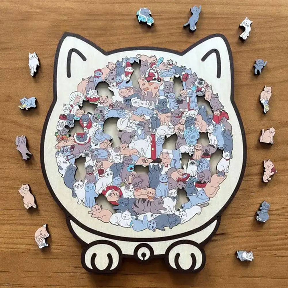 135-Piece Cat-Shaped Wooden Jigsaw Puzzle – Gift for Cat Lovers