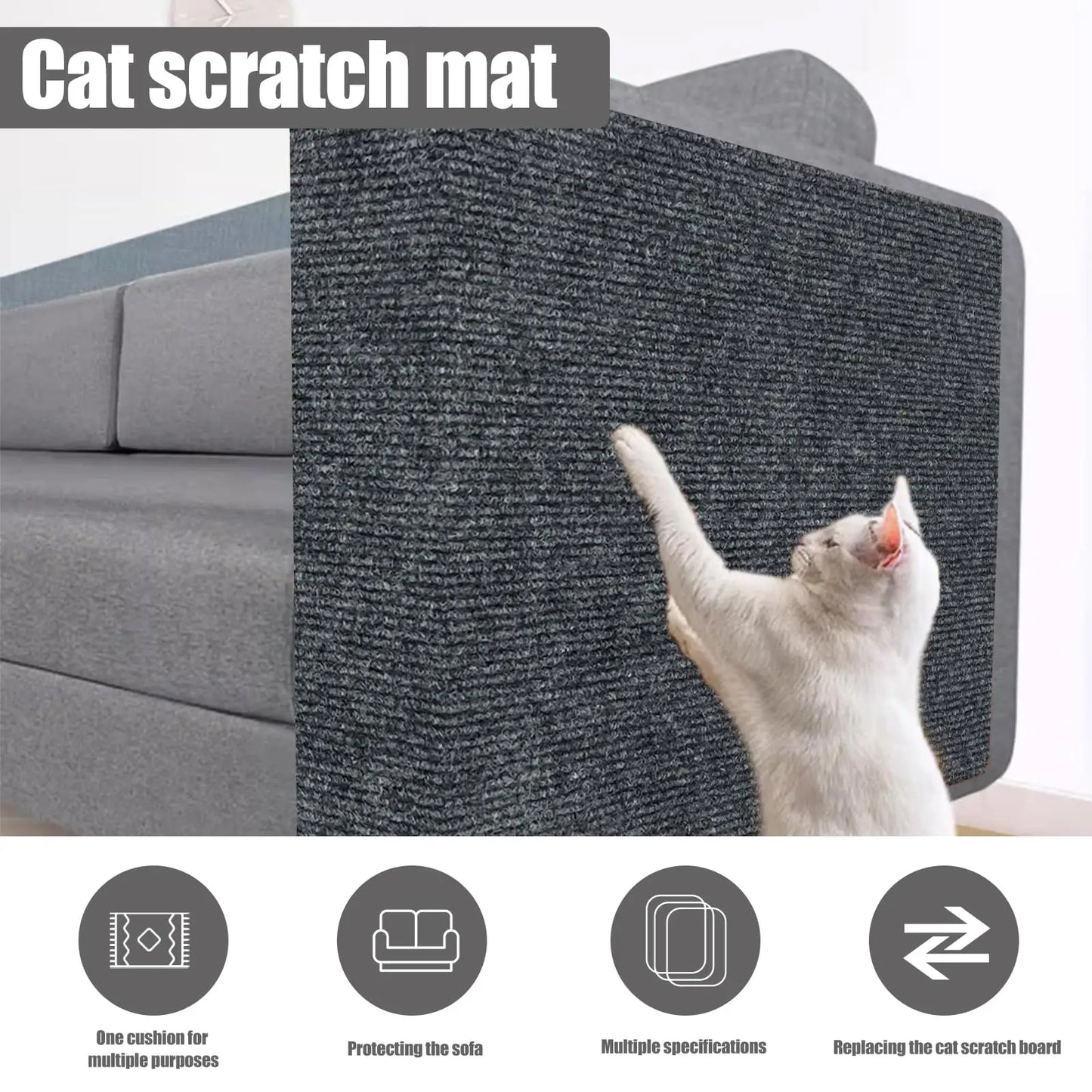 Anti-Scratch Cat Furniture Protector Mat – Self-Adhesive Sofa Guard