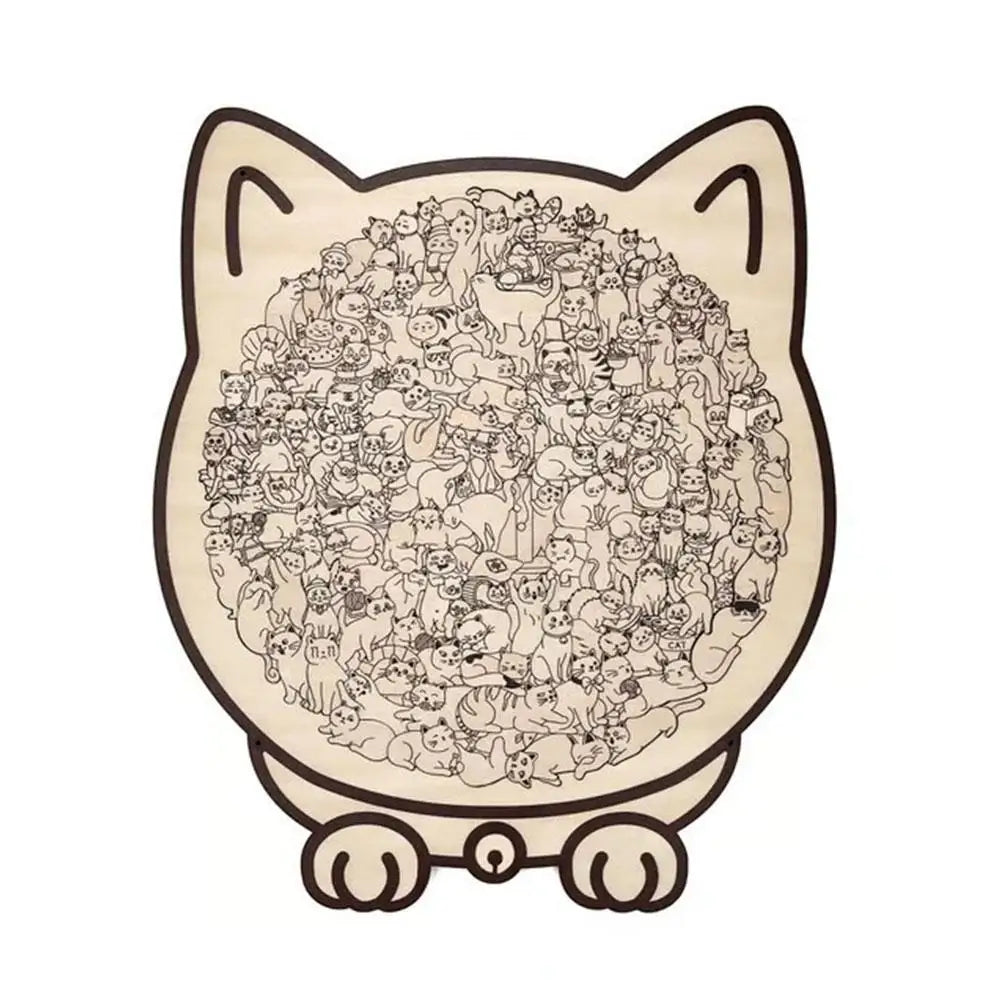 135-Piece Cat-Shaped Wooden Jigsaw Puzzle – Gift for Cat Lovers