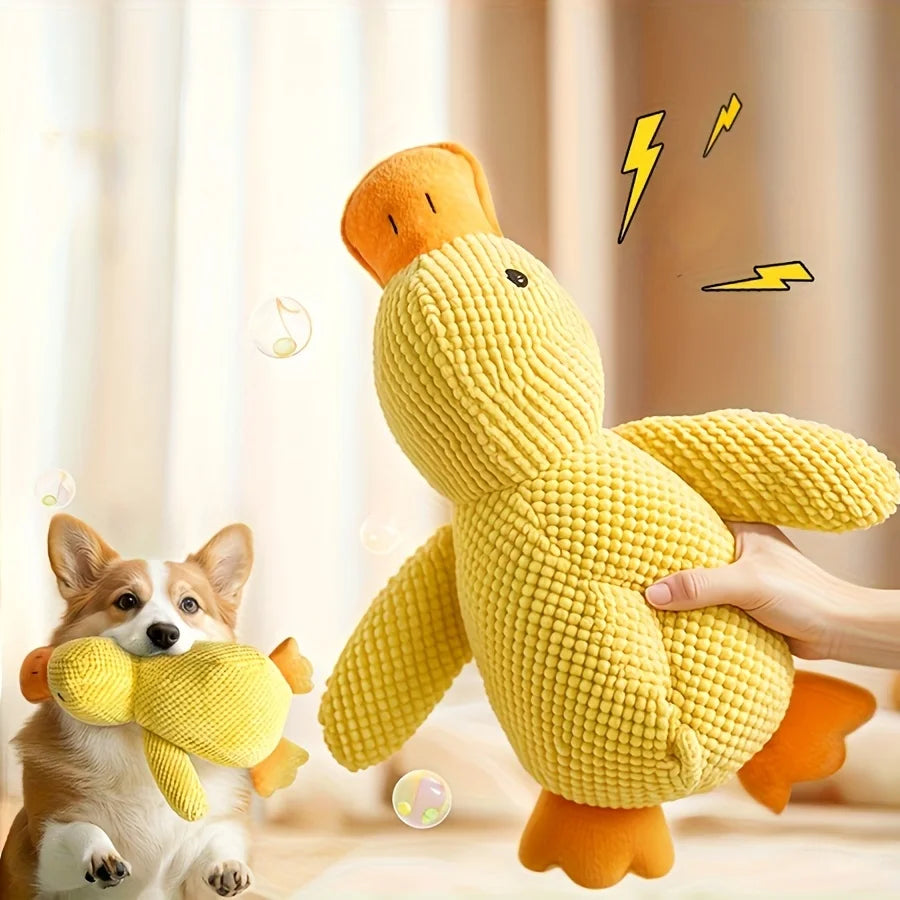 Squeaky Plush Duck Dog Toy – Bite-Resistant Chew Toy