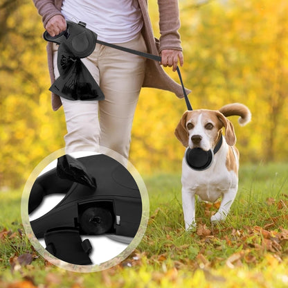 5-in-1 Dog Walking Leash with Water Bottle, Bowl & Waste Bag Dispenser