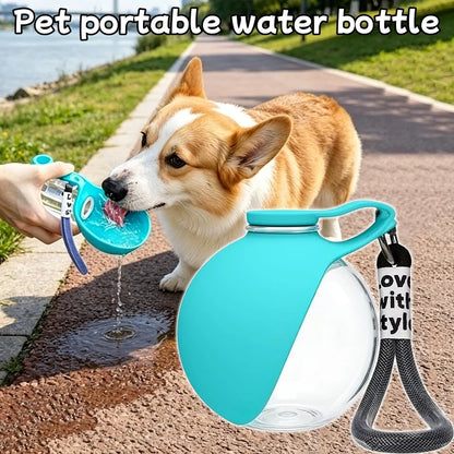 Portable Pet Water Bottle with Collapsible Bowl – 285ml Travel Cup