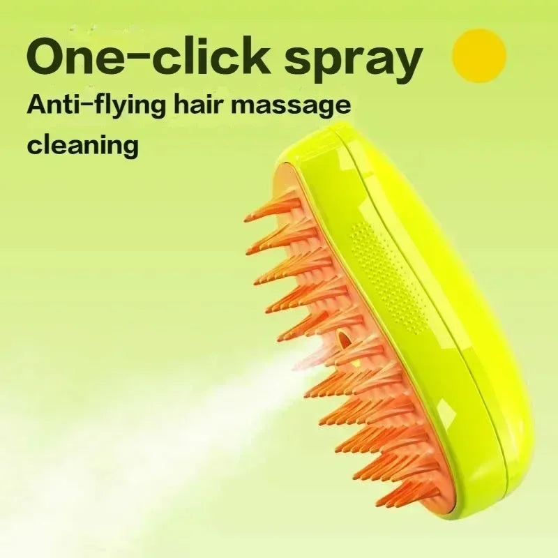 3-in-1 Steam Pet Grooming Brush – Spray, Massage & Deshed