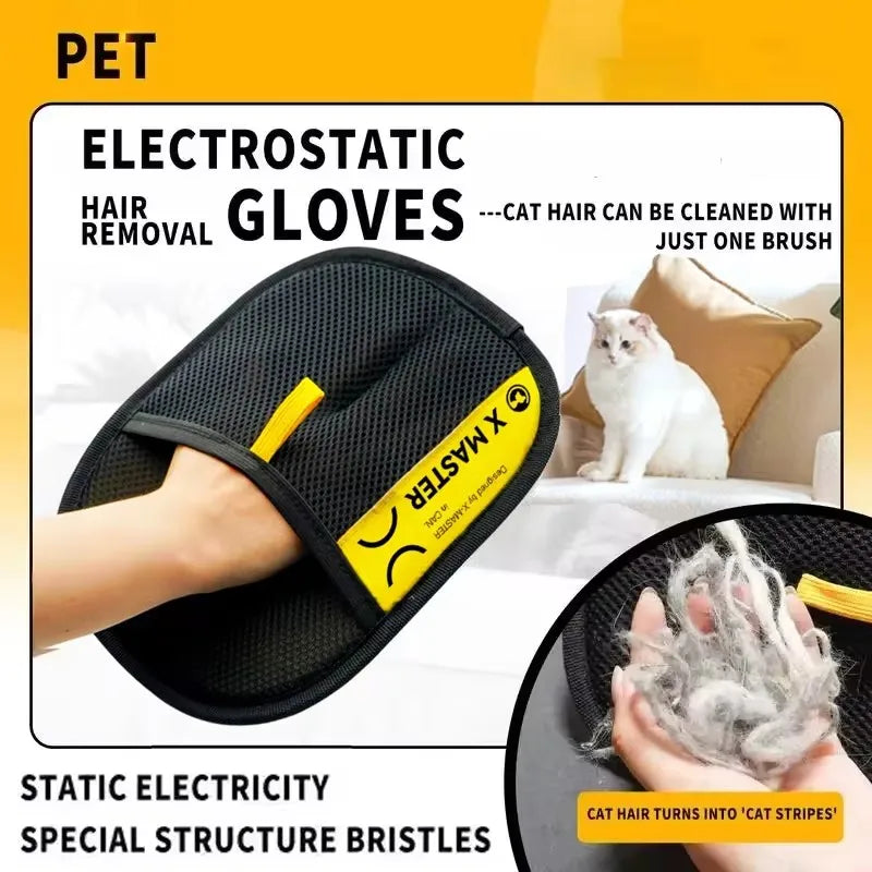 Electrostatic Pet Hair Remover Glove – 2-in-1 Grooming & Lint Roller