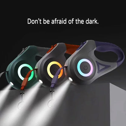 LED Retractable Dog Leash with Light – 3m/5m Night Safety Leash