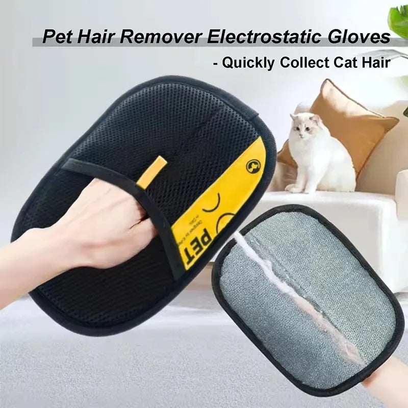 Electrostatic Pet Hair Remover Glove – 2-in-1 Grooming & Lint Roller