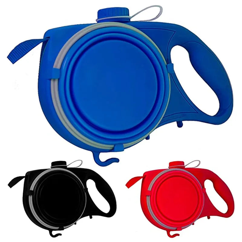 5-in-1 Dog Walking Leash with Water Bottle, Bowl & Waste Bag Dispenser