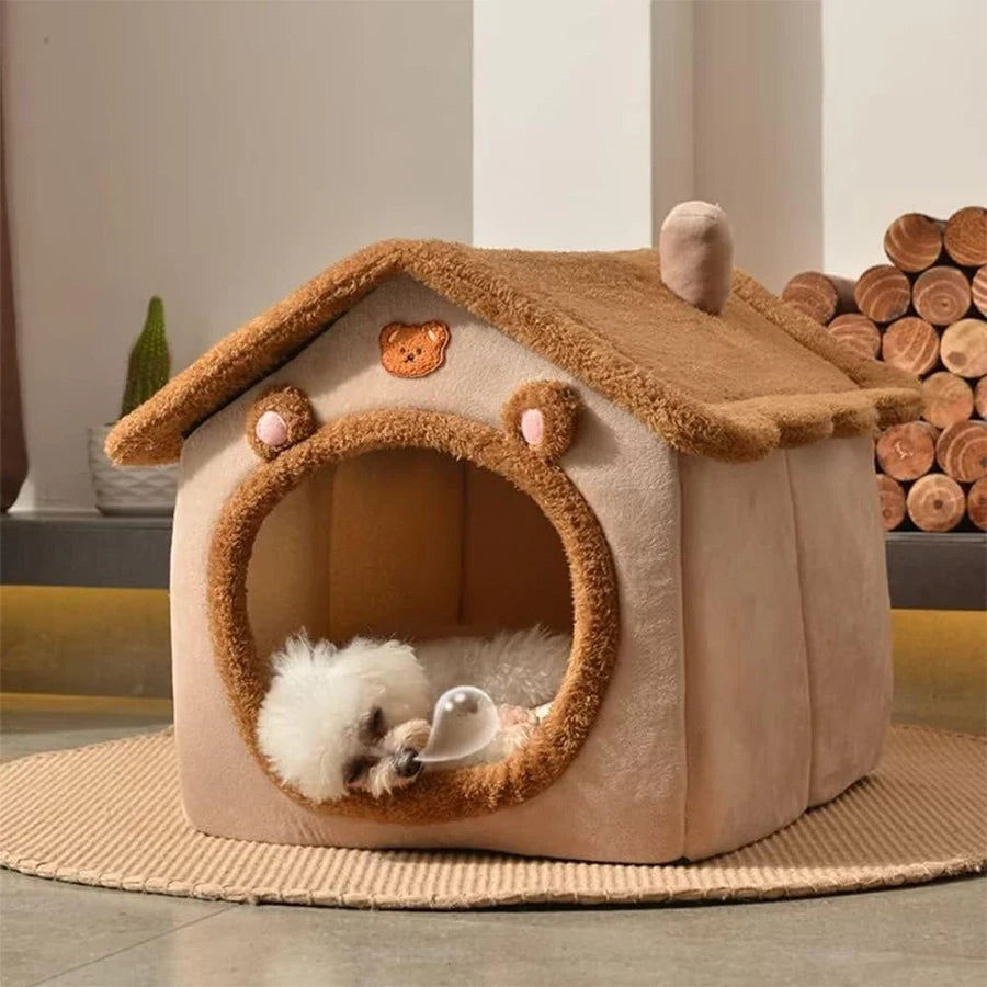 Foldable Cave Pet Bed – Cozy House for Cats & Small Dogs
