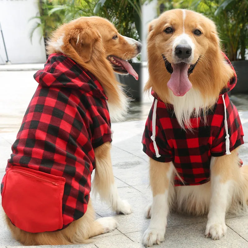 Reversible Plaid Dog Jacket – Warm Winter Coat for XS to 5XL Dogs