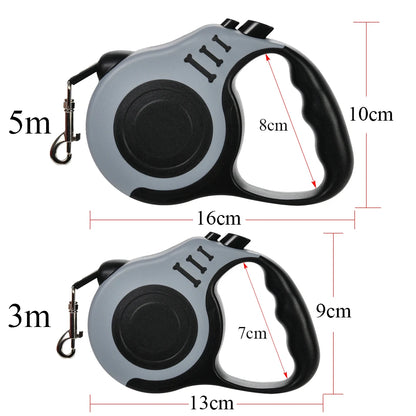 Strong Retractable Dog Leash – 3m/5m Nylon Lead for All Breeds