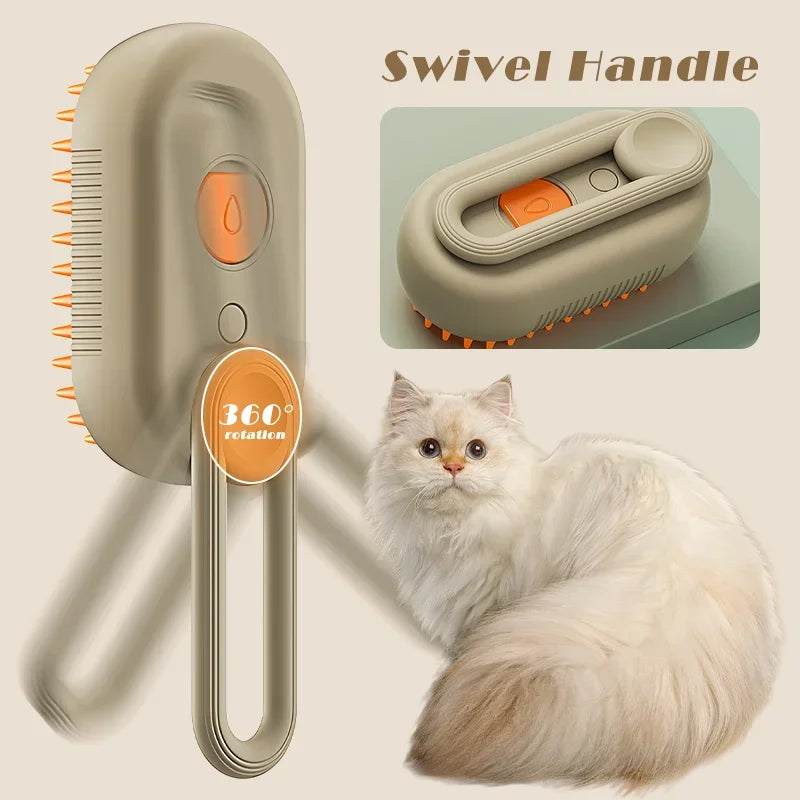 Electric Steam Cat Brush – Self-Cleaning Grooming Glove