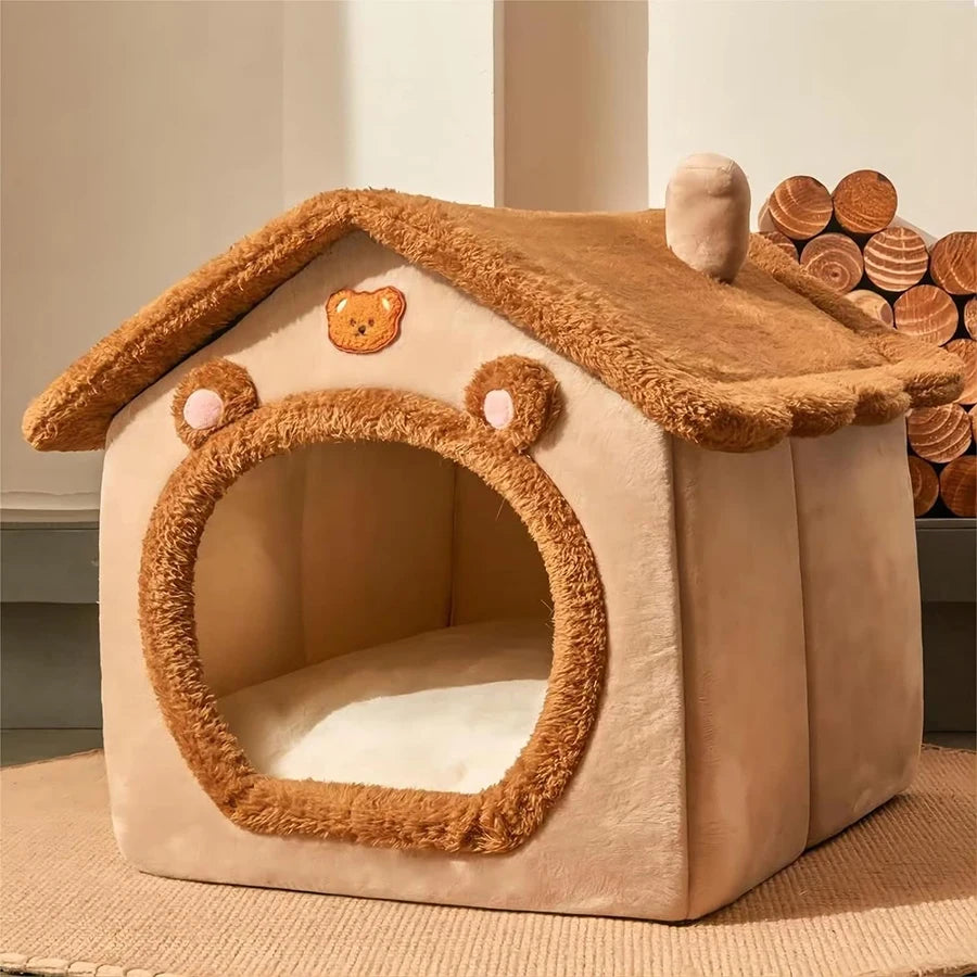 Foldable Cave Pet Bed – Cozy House for Cats & Small Dogs