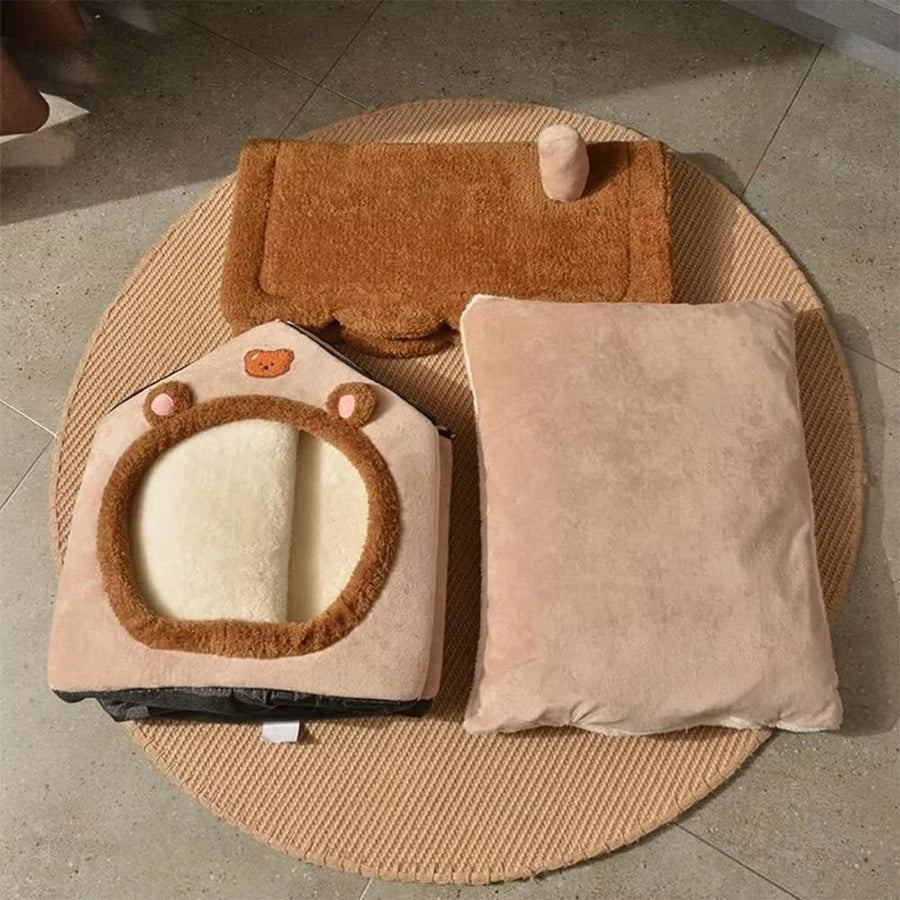 Foldable Cave Pet Bed – Cozy House for Cats & Small Dogs