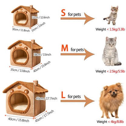 Foldable Cave Pet Bed – Cozy House for Cats & Small Dogs