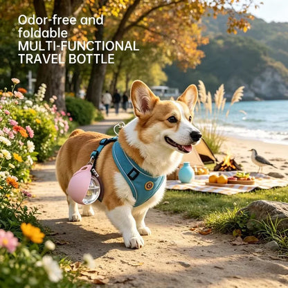 Portable Pet Water Bottle with Collapsible Bowl – 285ml Travel Cup