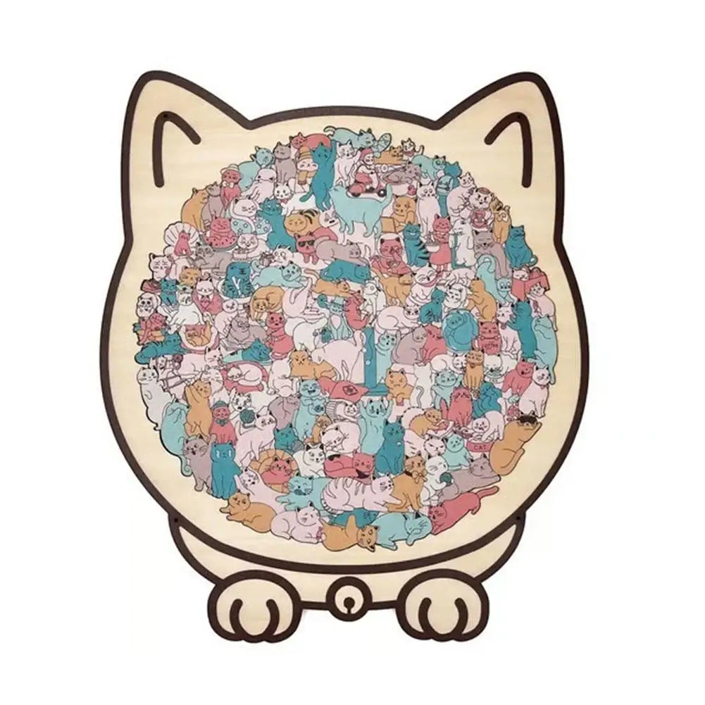 135-Piece Cat-Shaped Wooden Jigsaw Puzzle – Gift for Cat Lovers