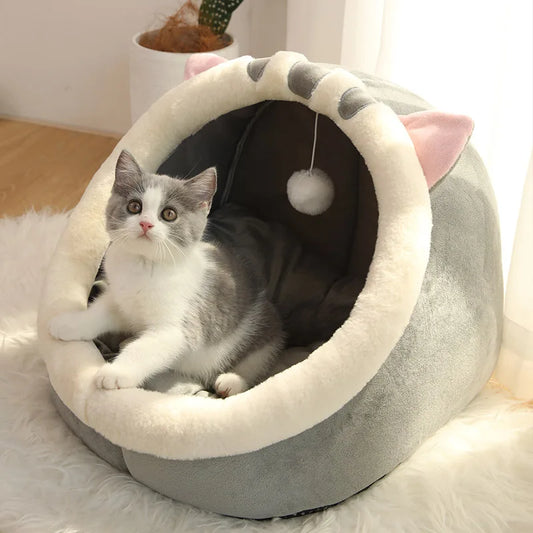 Deep Sleep Cave Cat Bed – Foldable Washable Cartoon Pet Bed