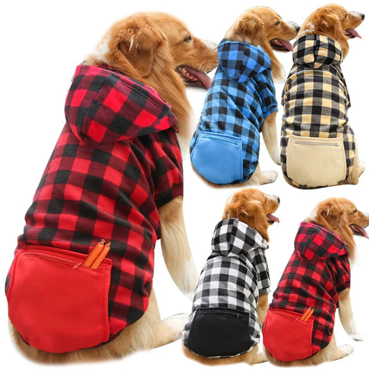 Reversible Plaid Dog Jacket – Warm Winter Coat for XS to 5XL Dogs