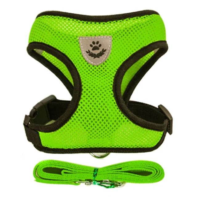 Adjustable Mesh Cat & Dog Harness Vest with Leash – Escape-Proof