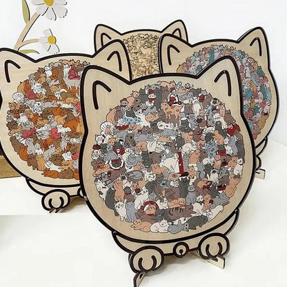 135-Piece Cat-Shaped Wooden Jigsaw Puzzle – Gift for Cat Lovers