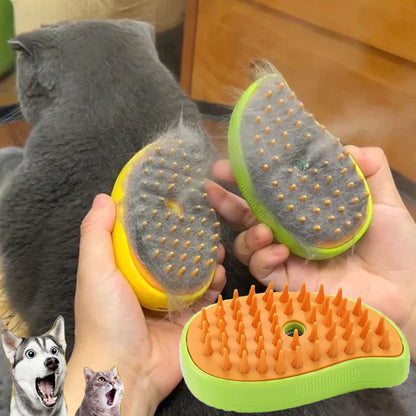 3-in-1 Steam Pet Grooming Brush – Spray, Massage & Deshed