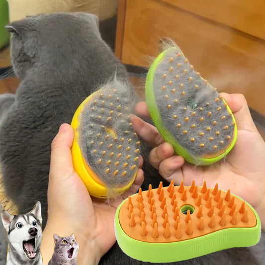 3-in-1 Steam Pet Grooming Brush – Spray, Massage & Deshed