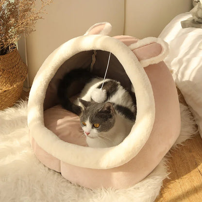 Deep Sleep Cave Cat Bed – Foldable Washable Cartoon Pet Bed