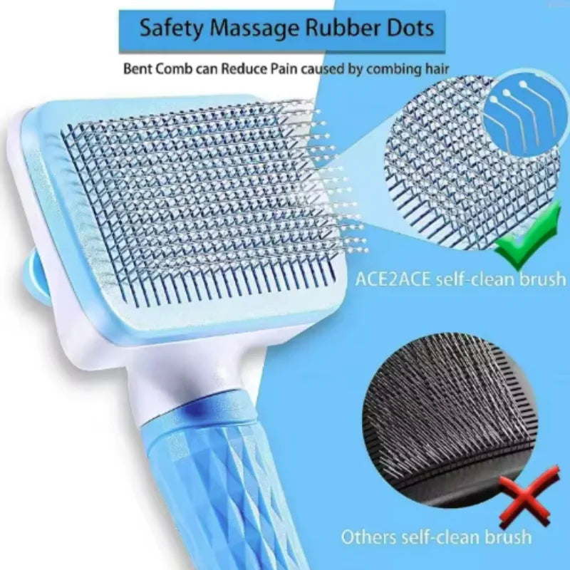 Self-Cleaning Pet Slicker Brush – Grooming Comb for Cats & Dogs