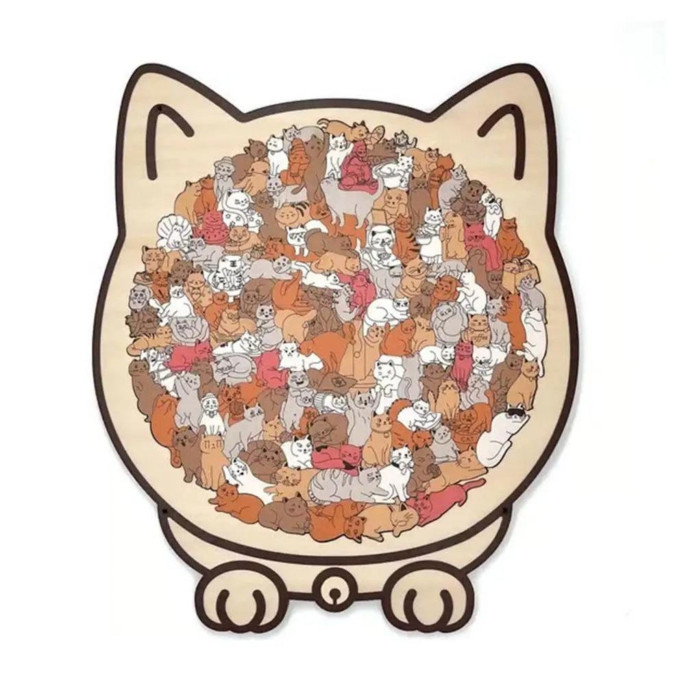 135-Piece Cat-Shaped Wooden Jigsaw Puzzle – Gift for Cat Lovers