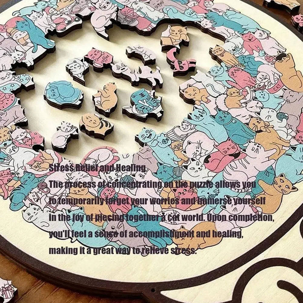 135-Piece Cat-Shaped Wooden Jigsaw Puzzle – Gift for Cat Lovers