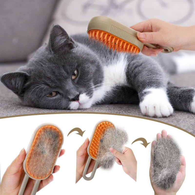 Electric Steam Cat Brush – Self-Cleaning Grooming Glove