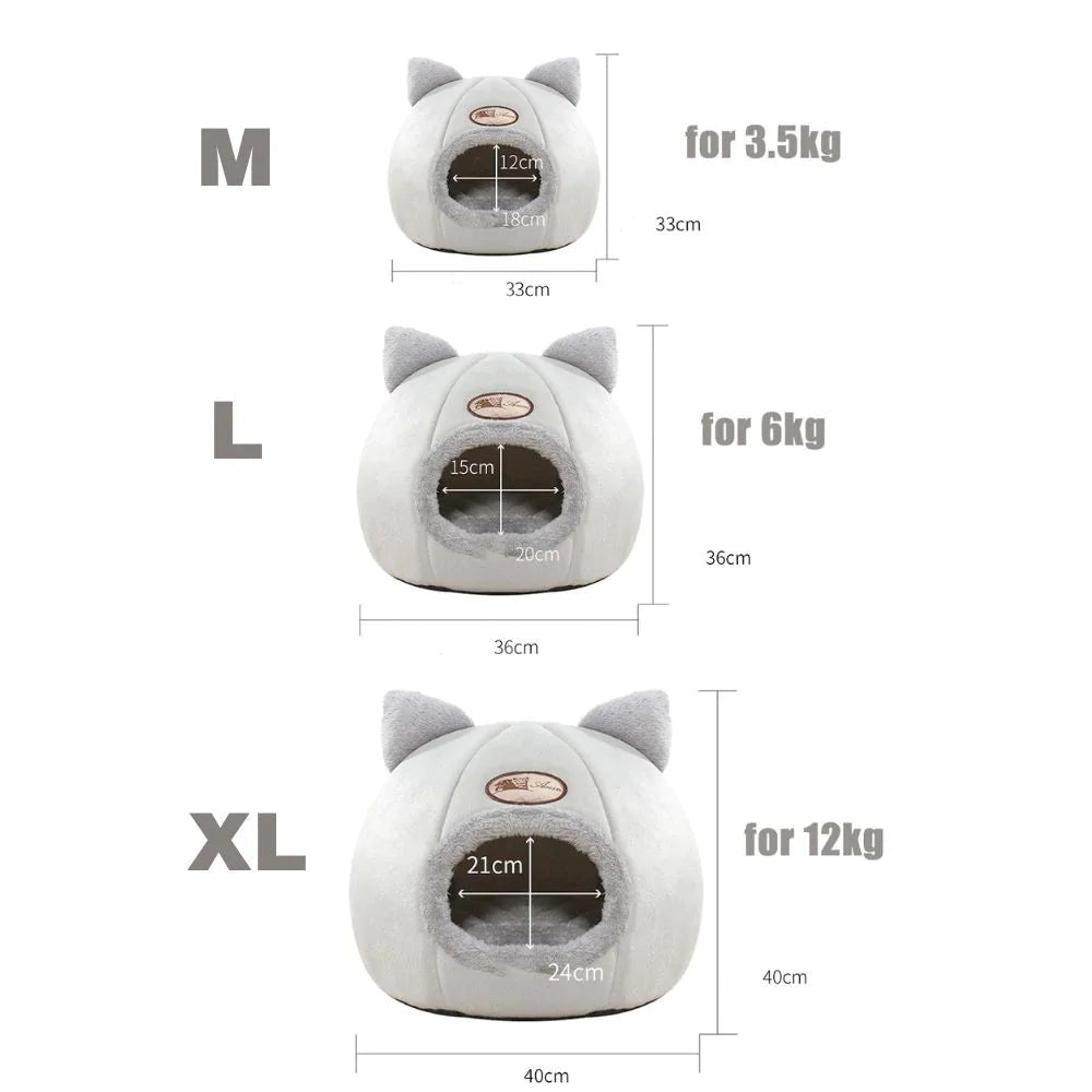 Cozy 2 - in - 1 Pet House Bed with Cat Ears — Rest & Hide in Style - LOLO'S SHOP