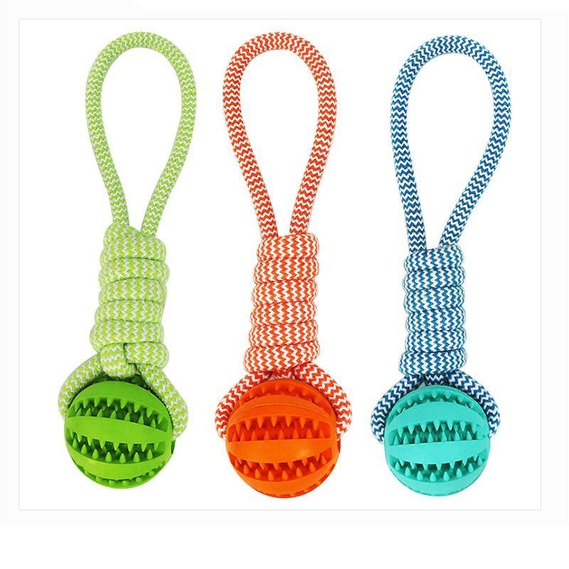 Durable Rubber Ball Chew Toy with Cotton Rope - LOLO'S SHOP