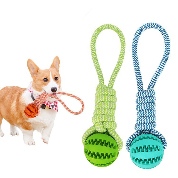 Durable Rubber Ball Chew Toy with Cotton Rope - LOLO'S SHOP