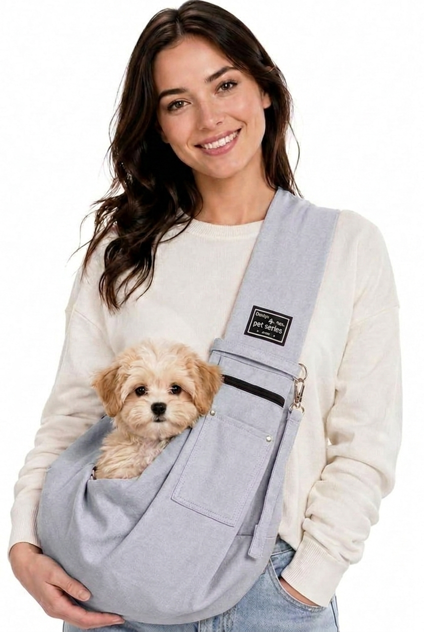 Dog & Cat Sling Carrier Bag – Hands-Free Crossbody Pet Bag for Travel