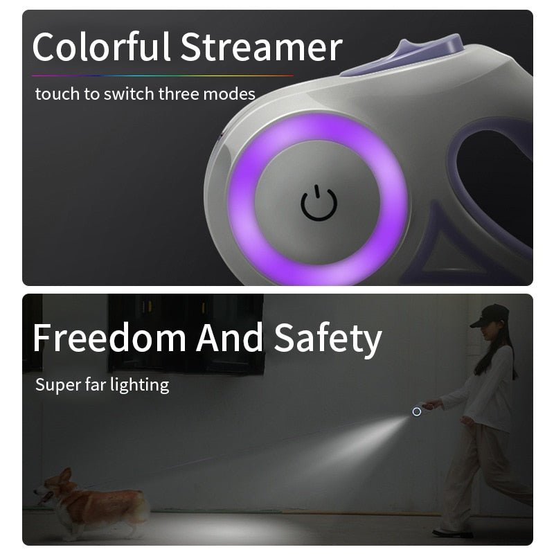 Night Walk LED Retractable Dog Leash — See Your Dog in the Dark - LOLO'S SHOP