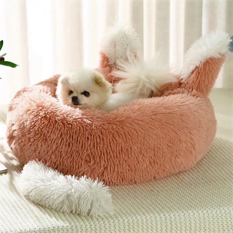 Plush Pet Bed with Ears and Tail for Cats and Small Dogs - LOLO'S SHOP
