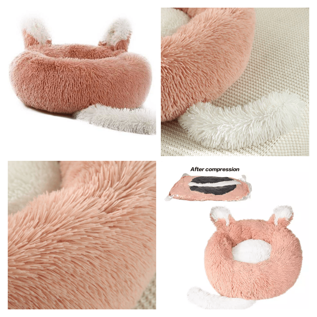 Plush Pet Bed with Ears and Tail for Cats and Small Dogs - LOLO'S SHOP