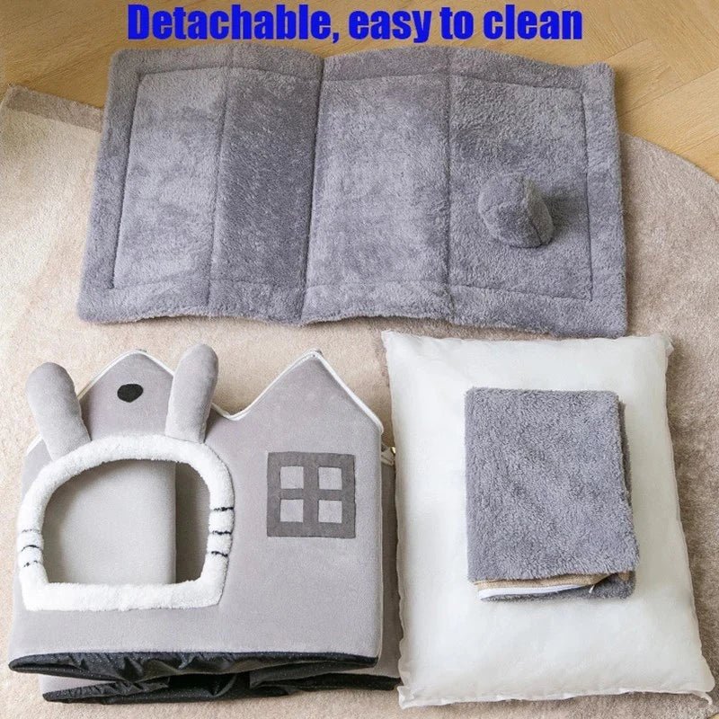 Removable Roof Plush Pet House — Warm, Cozy & Easy to Clean - LOLO'S SHOP